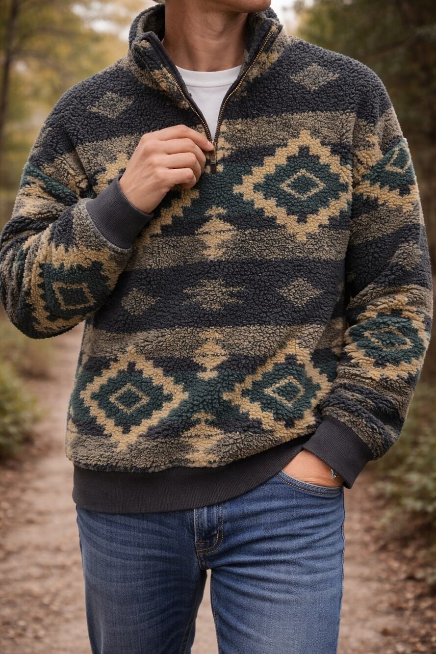 Vintage Polo Ralph Lauren Sweater Aztec Southwestern Sherpa Fleece Pullover L